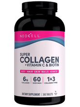 Cargar imagen en el visor de la galería, Super Colageno + Vitamina C, con 5,000 mcg de Biotina. NeoCell. Pelo, uñas, piel, y articulaciones. 360 Tabletas