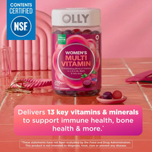 Cargar imagen en el visor de la galería, Multivitamínico para Mujeres OLLY Women's Multi con Biotina 150 mcg, 200 Gomitas, Sabor Frutos del Bosque | Vitaminas A, C, D, E, Complejo B y Ácido Fólico para la Salud Femenina