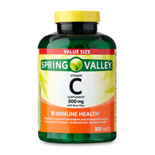Cargar imagen en el visor de la galería, Vitamina C, 500 mg, Spring Valley, Presentaciones de: 500, 250, y 100 tabletas