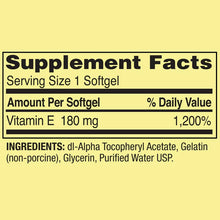 Cargar imagen en el visor de la galería, Vitamina E, 180 mg (400 IU) antioxidante, defensas, piel y corazón. Spring Valley. 500 cápsulas