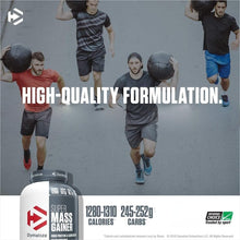 Cargar imagen en el visor de la galería, Dymatize Super Mass Gainer Proteína en polvo, Vainilla gourmet, 52g de proteína, 1g de creatina, 1280 calorías, 10.7g de BCAA, 245g de carbohidratos, contiene proteína de suero, aislado y caseína, 12 libras