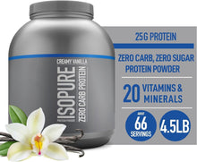 Cargar imagen en el visor de la galería, Isopure Proteína en polvo con cero carbohidratos, 100% aislado de proteína de suero, Keto Friendly, Vainilla. 4.5 Libras.