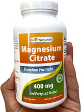 Cargar imagen en el visor de la galería, Citrato de Magnesio, 400mg, 250 tabletas, Best Naturals, estrés, relajación, estreñimiento, mejora el sueño