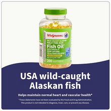 Cargar imagen en el visor de la galería, OMEGA 3 de Aceite de pescado silvestre de Alaska, cápsulas de la mitad de tamaño, Walgreens, 200 softgels