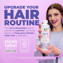 Cargar imagen en el visor de la galería, MaryRuth's Hair Growth Max Liposomal para mujeres | Lustriva® + Biotina 10.000 mcg + Aceite de semilla de calabaza | Cuidado del cabello | Arrugas, líneas de expresión, cuidado de la piel | A partir de 18 años | Certificación CLP | 15,22 onzas líquidas