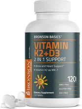 Cargar imagen en el visor de la galería, Vitaminas K2 + D3 | 2en 1 | La Combinación perfecta para la salud de Corazón y Huesos. 120 cápsulas.