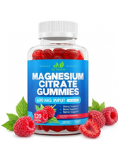 Cargar imagen en el visor de la galería, Citrato de Magnesio en Gomitas Just Nutrients 600 mg, Sabor Frambuesa | Apoyo a la Relajación, Huesos, Músculos y Sistema Nervioso, 120 Gomitas