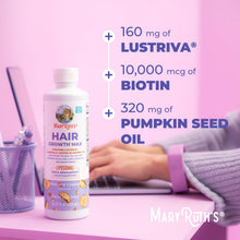 Cargar imagen en el visor de la galería, MaryRuth's Hair Growth Max Liposomal para mujeres | Lustriva® + Biotina 10.000 mcg + Aceite de semilla de calabaza | Cuidado del cabello | Arrugas, líneas de expresión, cuidado de la piel | A partir de 18 años | Certificación CLP | 15,22 onzas líquidas