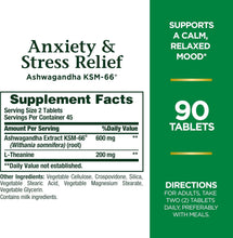 Cargar imagen en el visor de la galería, ASHWAGANDHA KSM-66 (Anxiety & Stress Relief) Anti estrés y promueve la relajación, Nature’s Bounty, 90 tabletas