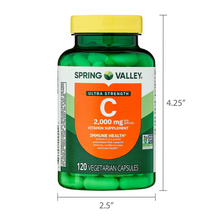 Cargar imagen en el visor de la galería, Vitamina C, 2000 mg, Spring Valley, 120 cápsulas