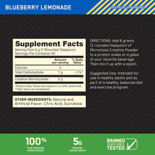 Cargar imagen en el visor de la galería, Creatina micronizada, Optimun Nutrition, saborizada, 60 servicios