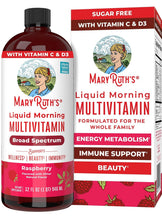 Cargar imagen en el visor de la galería, MaryRuth's Multivitamínico para mujeres, hombres y niños | Multivitamínico líquido matutino | Vitaminas A, C, D, E, B6, B12, Biotina y Zinc | Belleza | Vegano | Sin OGM | Sin gluten | 32 onzas (946 ml)