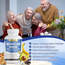 Cargar imagen en el visor de la galería, Complejo de magnesio (Magnesium Complex) de 1000 mg para mujeres y hombres, 8 elementos elementales con glicinato de magnesio, citrato, malato, taurato, óxido, carbonato, aspartato, orotato para huesos, músculo, 90 cápsulas