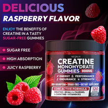 Cargar imagen en el visor de la galería, Gomitas de creatina monohidrato, 9000 mg, pre-entrenamiento para hombres y mujeres, gomita de creatina con L-taurina, BCAA 2:1, B12, para apoyo muscular, mejorar la fuerza, 120 gomitas
