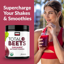 Cargar imagen en el visor de la galería, Remolacha en polvo, Superalimento orgánico para aumentar la nutrición diaria, orgánico USDA, vegano, sin gluten y sin OGM, sin sabor, Force Factor, 90 servicios