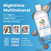 Cargar imagen en el visor de la galería, MaryRuth's Multimineral líquido para la noche| Sin melatonina | Para la rutina de descanso | Citrato de magnesio | Calcio | Zinc | Vitamina D3 | Sabor coco | Vegano | Sin azúcar | Sin gluten | 15.22 onzas (450 ml)