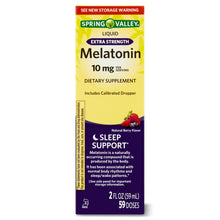 Cargar imagen en el visor de la galería, Melatonina liquida (Gotas) para adultos, Spring Valley, 10 mg, mejora tu sueño 100% natural
