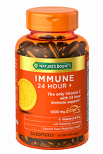 Cargar imagen en el visor de la galería, Nature's Bounty Immune 24 horas Vitamina C, D3 y Zinc para el apoyo inmunológico, 50 cápsulas blandas de 1000 mg