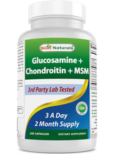 Cargar imagen en el visor de la galería, Glucosamina + condroitina y MSM, 2600 mg por porción, Best Naturals, 180 cápsulas