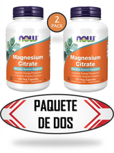 Cargar imagen en el visor de la galería, Citrato de magnesio Now . Regula: el ánimo, ansiedad, estreñimiento, energía, dolores de cabeza, migraña. 120 cápsulas, 400 mg (PAQUETE DE DOS)