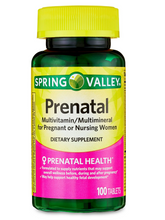 Cargar imagen en el visor de la galería, Prenatales: Multivitamínico para antes, durante el embarazo, y lactancia. Spring Valley. 100 tabletas