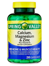 Cargar imagen en el visor de la galería, Calcio Magnesio Zinc. Spring Valley. 250 cápsulas