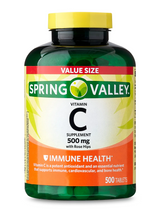 Cargar imagen en el visor de la galería, Vitamina C, 500 mg, Spring Valley, Presentaciones de: 500, 250, y 100 tabletas