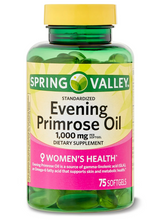 Cargar imagen en el visor de la galería, Evening primrose oil (aceite de onagra). Spring Valley. 75 cápsulas