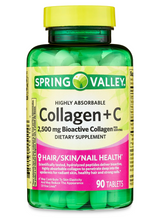 Cargar imagen en el visor de la galería, Colágeno + vitamina C. Spring Valley. 90 tabletas