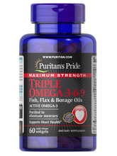 Cargar imagen en el visor de la galería, Triple Omega 3-6-9, extra fuerte, 60 cápsulas