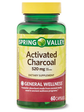Cargar imagen en el visor de la galería, Carbon activado (activated charcoal) 520 mg. Spring Valley. 60 cápsulas