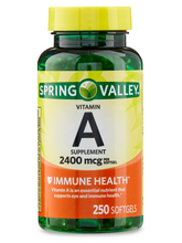 Cargar imagen en el visor de la galería, Vitamina A, 2400 mcg. Spring Valley. 250 cápsulas