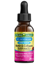 Cargar imagen en el visor de la galería, Biotin y Colágeno en gotas. Spring Valley. 29 dosis