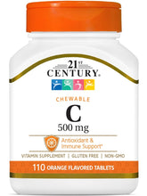 Cargar imagen en el visor de la galería, Vitamina C, 500 mg, 21 Century, Varios tamaños disponibles