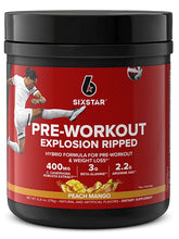 Cargar imagen en el visor de la galería, Six Star Explosion Ripped Fórmula para antes del entrenamiento. Termogénico. Energía para antes del entrenamiento. Para pérdida de peso, sabor sandía. 5.91 onzas. (168 g), 30 servicios..