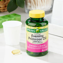 Cargar imagen en el visor de la galería, Evening primrose oil (aceite de onagra). Spring Valley. 75 cápsulas