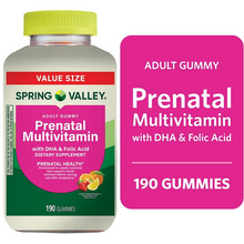 Cargar imagen en el visor de la galería, Prenatales, multivitamínico con DHA y ácido fólico, Spring Valley, 190 gomitas