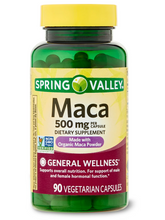 Cargar imagen en el visor de la galería, Maca, 500 mg, Spring Valley, fertilidad, sexualidad, para hombres y mujeres. 90 cápsulas