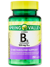 Cargar imagen en el visor de la galería, Vitamina B-6, 100 mg. Spring Valley. 250 tabletas