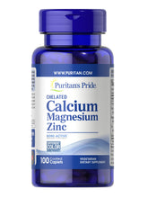 Cargar imagen en el visor de la galería, Calcio Magnesio Zinc, Puritan's Pride (1000 mg/400 mg/25 mg) 100 capletas.s