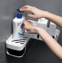 Cargar imagen en el visor de la galería, Base organizadora multiuso: para baños, cocina y otras áreas, con 4 ganchos, fácil de instalar y limpiar.