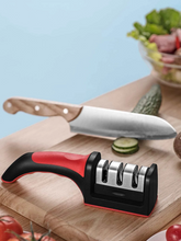 Cargar imagen en el visor de la galería, Amolador de Cuchillos con 3 ranuras y mango antideslizante para mejor agarre. Inoxidable.
