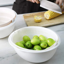 Cargar imagen en el visor de la galería, Escurridor, colador, giratorio de doble capa 2 en 1 - Colador de cocina, colador de frutas, para limpiar verduras, fideos, etc, (blanco)