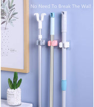 Cargar imagen en el visor de la galería, Soportes para escoba de pared, soporte antideslizante para fregonas, autoadhesivo, sin perforaciones, sin necesidad de destruir la pared, herramientas firmes, uso para cocina, jardín, hogar, inodoro,. Azul. Paquete de 3 unidades