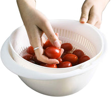 Cargar imagen en el visor de la galería, Escurridor, colador, giratorio de doble capa 2 en 1 - Colador de cocina, colador de frutas, para limpiar verduras, fideos, etc, (blanco)