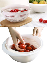 Cargar imagen en el visor de la galería, Escurridor, colador, giratorio de doble capa 2 en 1 - Colador de cocina, colador de frutas, para limpiar verduras, fideos, etc, (blanco)