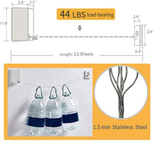 Cargar imagen en el visor de la galería, Tendedero retráctil para interior, 13.8 pies, acero inoxidable, una línea, color blanco).