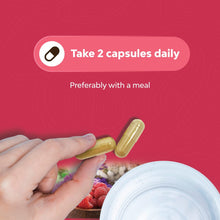 Cargar imagen en el visor de la galería, Suplemento natural para la menopausia, perfectos para el equilibrio hormonal, la sudoración nocturna y los sofocos, alivio de la menopausia, con resveratrol. 60 cápsulas.