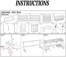Cargar imagen en el visor de la galería, Escurridor de platos para colocar sobre el fregadero, ancho ajustable (para fregaderos de 32 - 40 pulgadas,) hecho de acero inoxidable, color negro