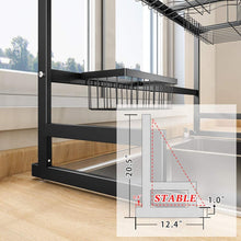Cargar imagen en el visor de la galería, Escurridor de platos para colocar sobre el fregadero, ancho ajustable (para fregaderos de 32 - 40 pulgadas,) hecho de acero inoxidable, color negro